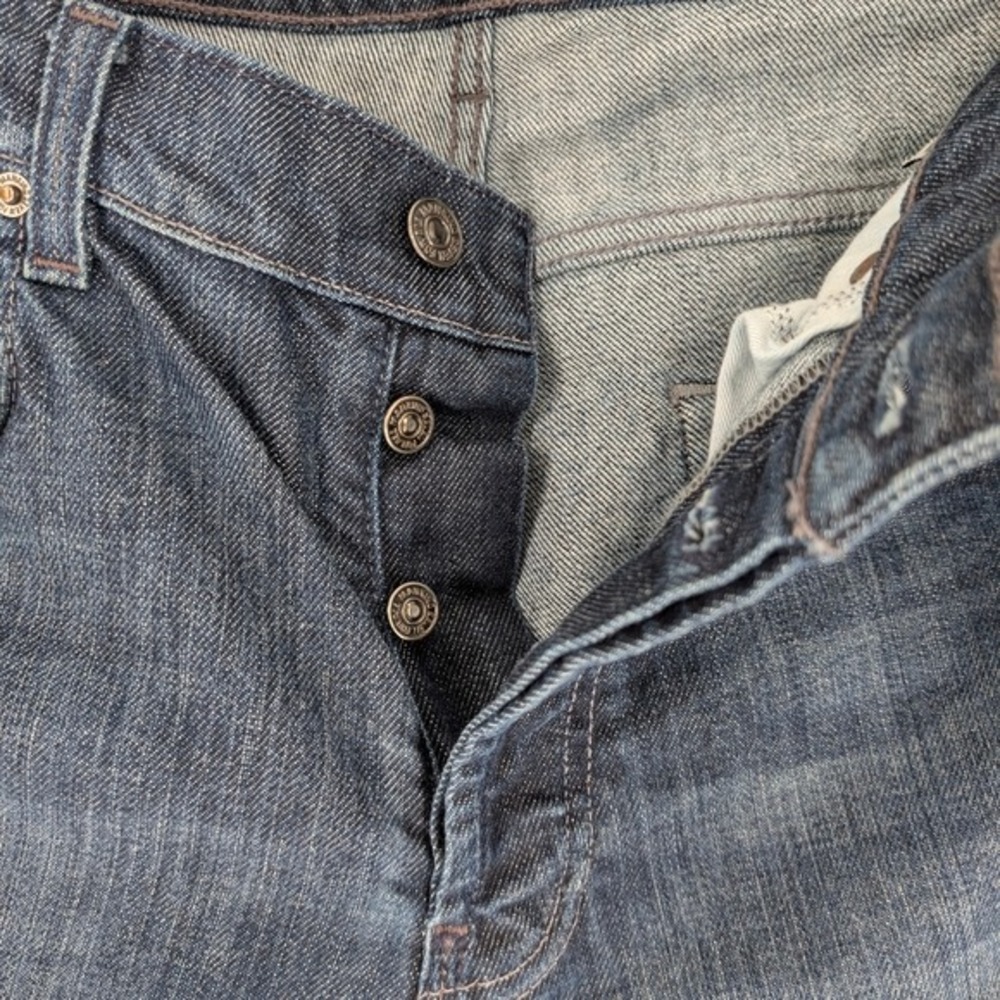 7 For All Mankind Slouchy Jeans Mens 34 Dark Wash Button Fly Frayed Hem - Picture 4 of 16